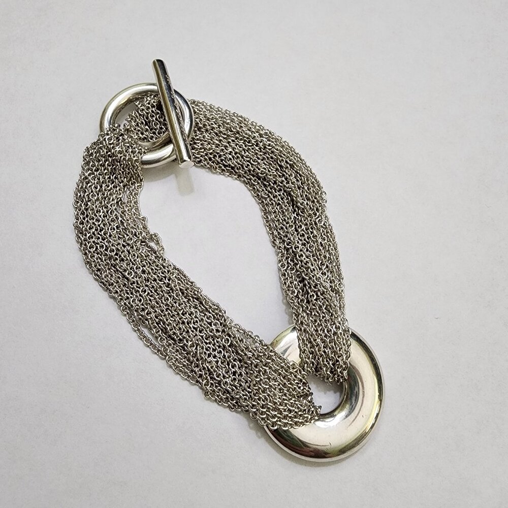 Tiffany & Co vintage 20 strand sterling silver multi chain circle bracelet
